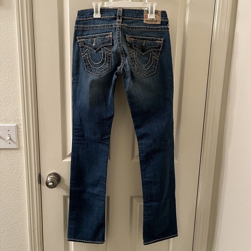 True Religion Billy Super T Jeans Think Tan Stitching USA Y2K Women's Size 27
